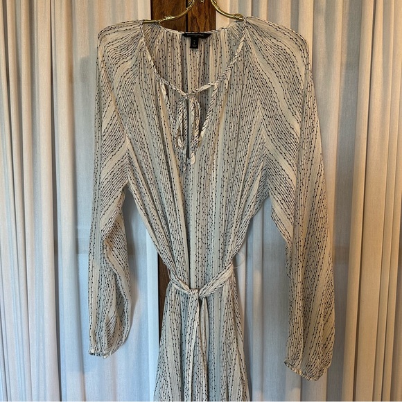 Banana Republic White Black Dot Sheer Chiffon Boho Midi Dress - Picture 4 of 14